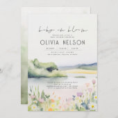 Aquarell Natur und Wildblumen Kinderdusche Einladung (Vorne/Hinten)