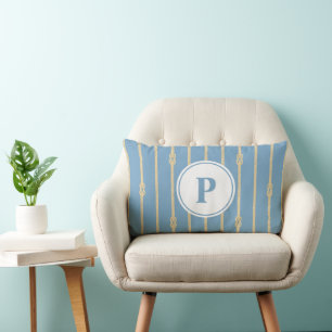 Aquarell-Nautik-Seil Knoten Streifen Monogramm Lendenkissen