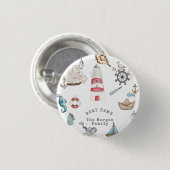 Aquarell-Nautikelemente Seemann Button (Vorne & Hinten)