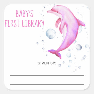 Aquarell nautisch - Baby Shower Exlibris Quadratischer Aufkleber