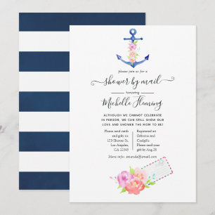 Aquarell-nautische Babyparty per Post Einladung