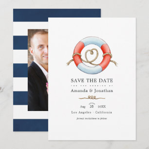 Aquarell-nautische Hochzeitsfotos Save The Date