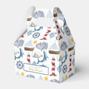 Aquarell-Nautische-Wal-Baby-Party Geschenkschachtel