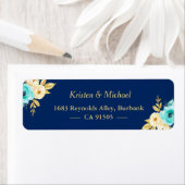 Aquarell Navy Blue Minze Gold Garden Flora (Insitu)