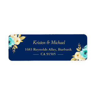 Aquarell Navy Blue Minze Gold Garden Flora