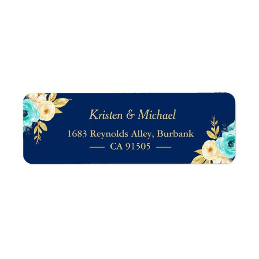 Aquarell Navy Blue Minze Gold Garden Flora (Vorne)