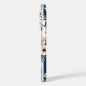 Aquarell-Navy-Blumenstreifen-Musterdesign Case-Mate iPhone Hülle (Rückseite / Links)
