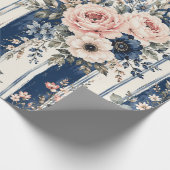 Aquarell-Navy-Blumenstreifen-Musterdesign Geschenkpapier (Ecke)