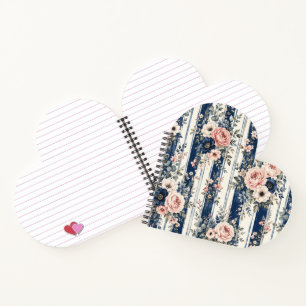Aquarell-Navy-Blumenstreifen-Musterdesign Notizblock
