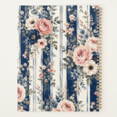 Aquarell-Navy-Blumenstreifen-Musterdesign Planer (Rückseite)