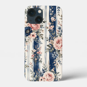 Aquarell-Navy-Blumenstreifenmuster-Design Case-Mate iPhone Hülle