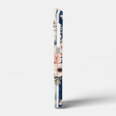 Aquarell-Navy-Blumenstreifenmuster-Design Case-Mate iPhone Hülle (Rückseite / Links)