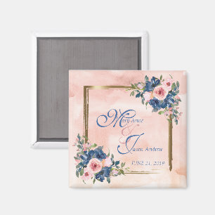 Aquarell Navy & Blush Hochzeit Magnet