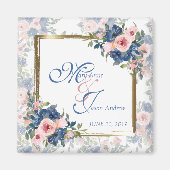 Aquarell Navy & Blush Hochzeit Magnet (Vorne)
