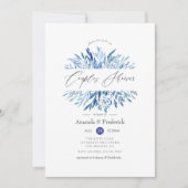 Aquarell Navy Indigo Blätter Paare Dusche Einladung (Vorderseite)