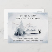Aquarell 'Neck des Waldes' Neue Adresse Ankündigungspostkarte (Vorne/Hinten)
