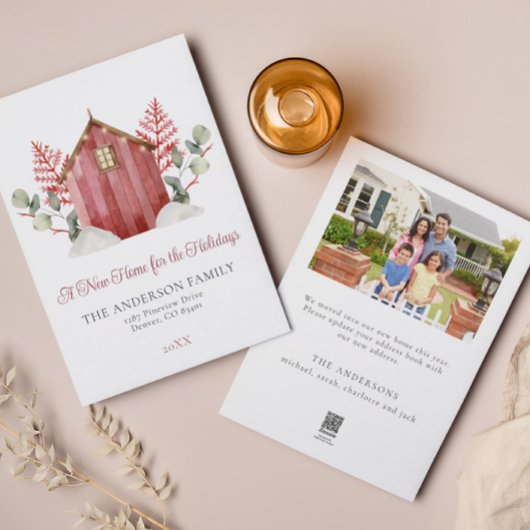 Aquarell Neue Zuhause für Ferien | Weihnachten