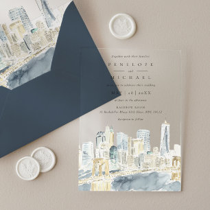 Aquarell New York City USA Destination Hochzeit Acryleinladungen