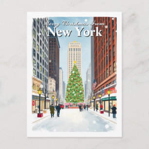 Aquarell New York City Weihnachten Reise Postkarte