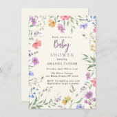 Aquarell Niedlich Blumendusche Einladung (Vorne/Hinten)