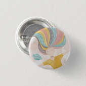 Aquarell niedlich Cartoon Mädchen. Pink Fee Fantas Button (Vorne & Hinten)