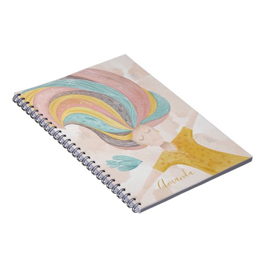 Aquarell niedlich Cartoon Mädchen. Pink Fee Fantas Notizblock (Rechte Seite)