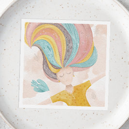 Aquarell niedlich Cartoon Mädchen. Pink Fee Fantas Serviette