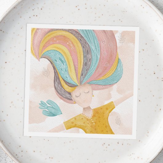 Aquarell niedlich Cartoon Mädchen. Pink Fee Fantas Serviette