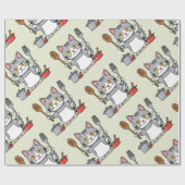 Aquarell Niedlich Chat Koch Kochen Backwaren Geschenkpapier (Flach)