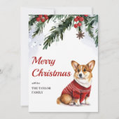 Aquarell Niedlich Corgi Hund Frohe Weihnachten (Vorderseite)