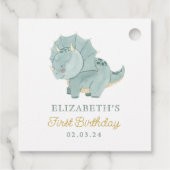 Aquarell Niedlich Dino Geburtstag Geschenkanhänger (Rückseite)