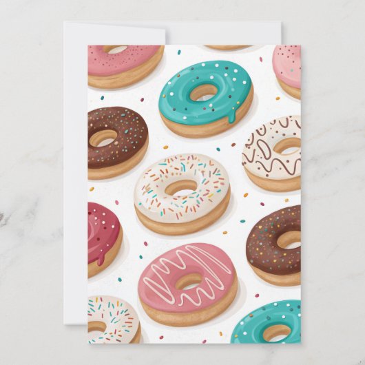Aquarell niedlich Donuts 1. Geburtstag Einladung (Rückseite)