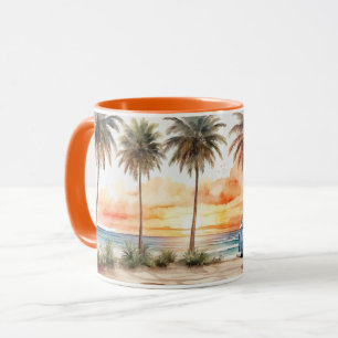 Aquarell Niedlich Modernes Sunset Beach Life Tasse