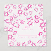 Aquarell Niedlich Pink Star von David Bar Bat Mitz RSVP Karte (Vorne/Hinten)