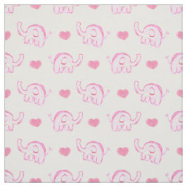 Aquarell niedlich rosa Elefanten und Herzen Stoff