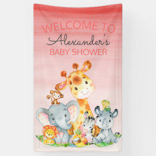 Aquarell Niedlich Safari Jungle Babydusche Banner