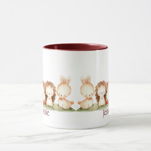 Aquarell Niedlich Woodland Tierart Individuelle Na Tasse (Zentrum)