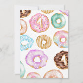 Aquarell niedliche Donuts Sweet 1. Geburtstag Einladung (Rückseite)