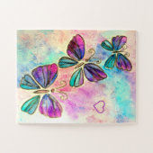 Aquarell - Niedliche, farbenfrohe Schmetterlinge Puzzle (Horizontal)