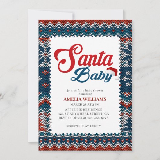 Aquarell niedliche Rote Babydusche Einladung (Vorderseite)