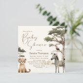 Aquarell-Niedlicher Tiere Wildlife Baby-Dusche Einladung (Stehend Vorderseite)