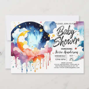 Aquarell Night Sky Baby Dusche Einladung