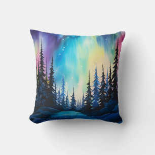 Aquarell Nordlichter aurora borealis Kissen
