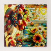 Aquarell Obst und Blume Puzzle (Horizontal)