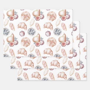 Aquarell Obst und Brot Geschenkpapier Set