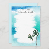 Aquarell Ocean Beach Palm Tree Personalisiert Hinw Dankeskarte (Vorne/Hinten)