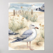 Aquarell Ocean Beach Seagull Poster (Vorne)