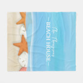 Aquarell Ocean Beach Seashells Beach House Fleecedecke (Vorderseite (Horizontal))