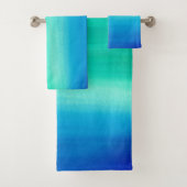 Aquarell Ocean Blue Green Ombre Strand Badhandtuch Set (Insitu)