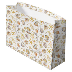 Aquarell Ocean Gold Seashell Baby Dusche Große Geschenktüte